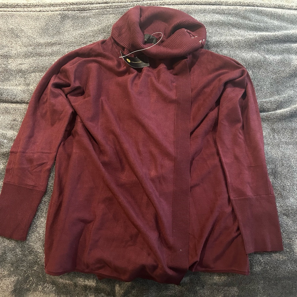 JM Collection Burgundy Cowl Neck Sweater